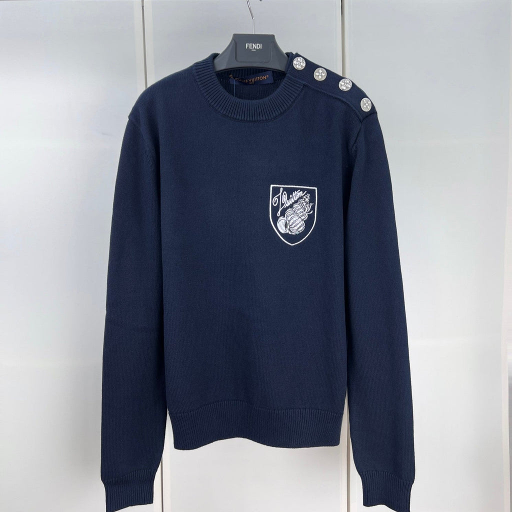 Argyle knit long sleeve sweater