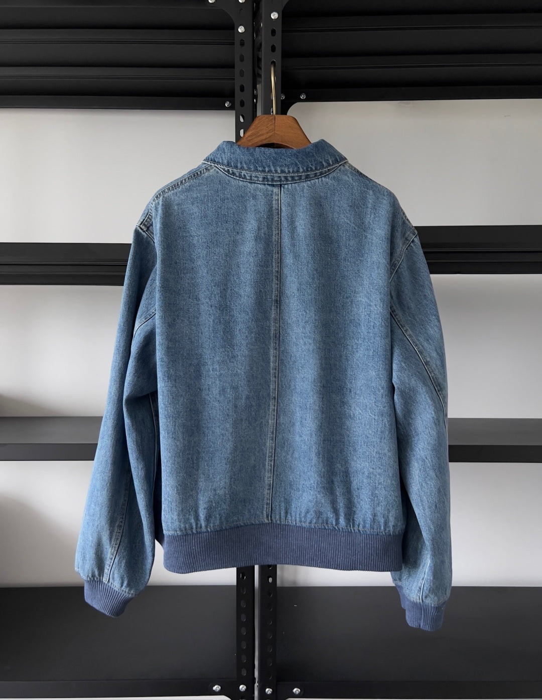 Embroidered washed denim jacket