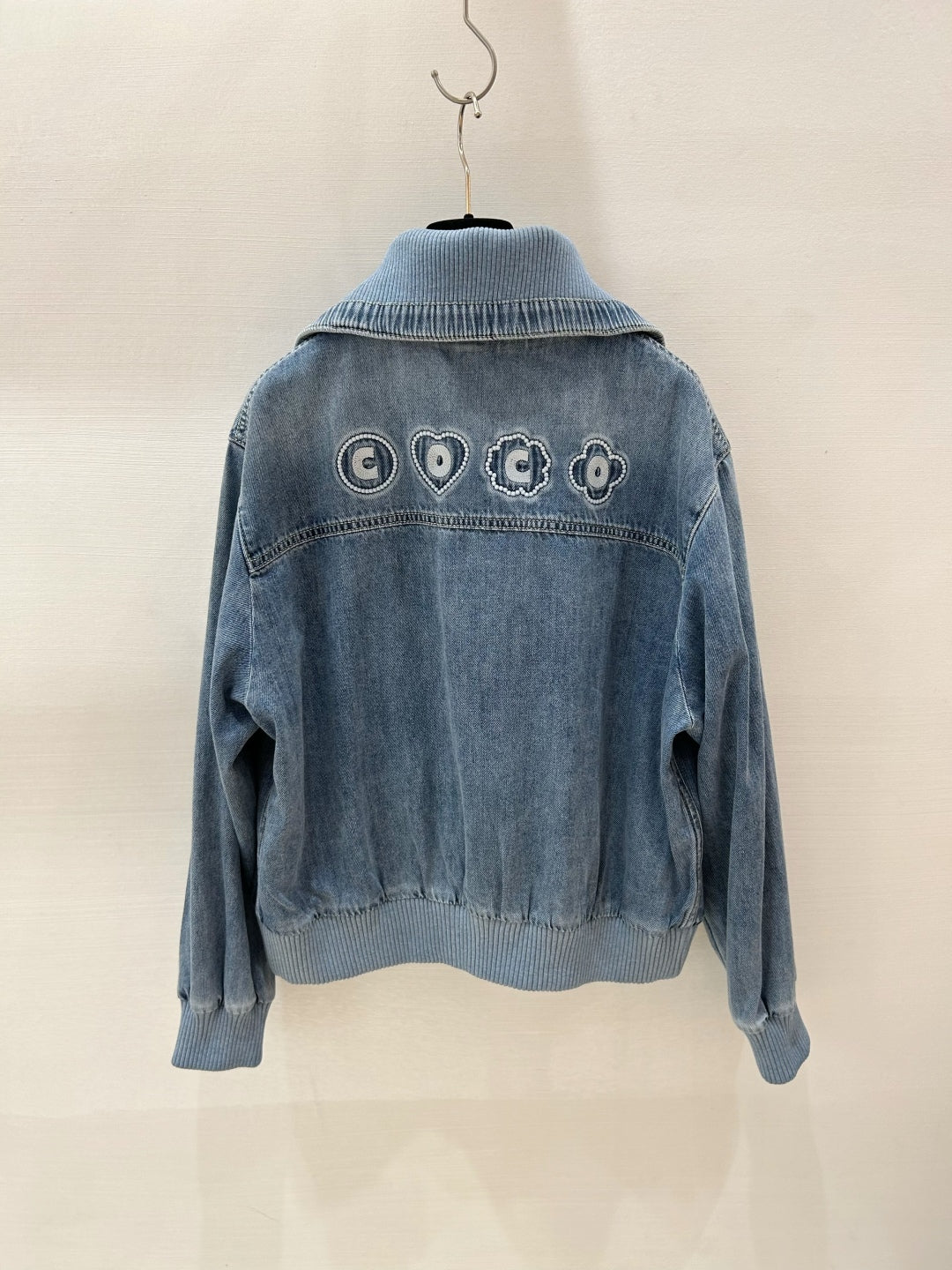 Denim jacket with large lapel