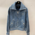 Denim jacket with large lapel