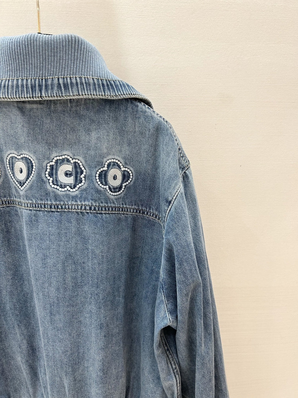 Denim jacket with large lapel