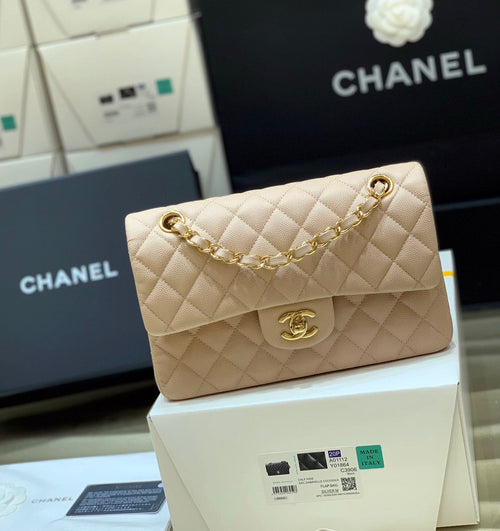 Klassische kleine Pattentasche 23 cm – Beige Edition