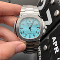 Stainless steel watch with 40mm ice blue dial
