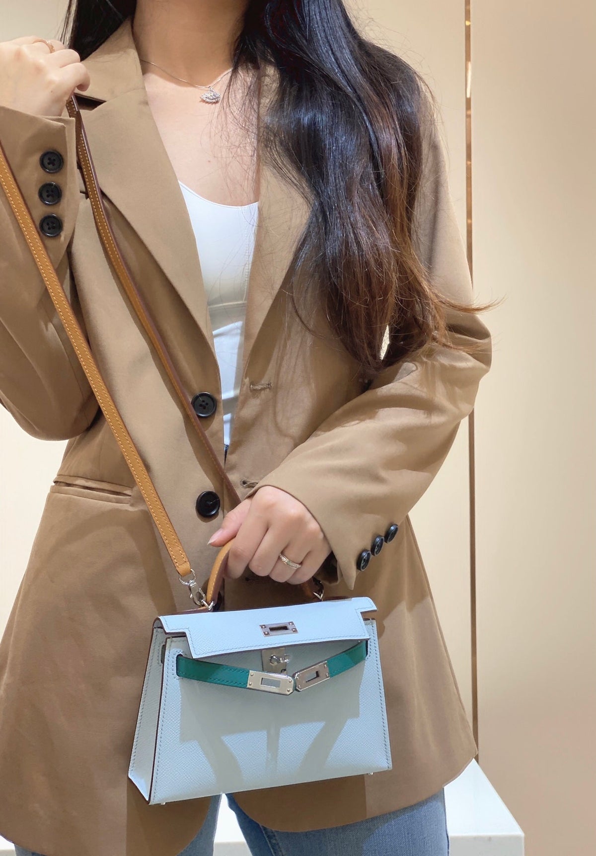 Tricolor-Lederhandtasche 28