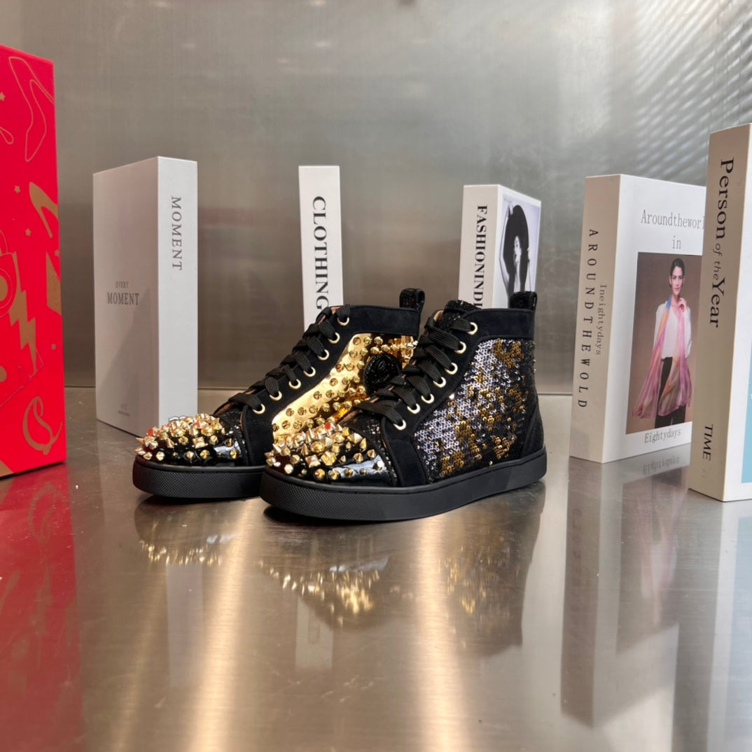 High-top sneakers with studs