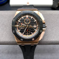 Cronógrafo de 44 mm con esfera negra y oro rosa