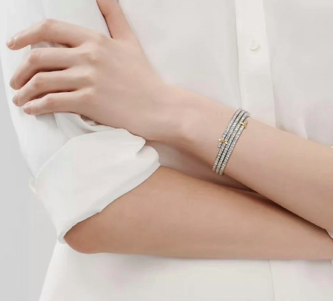 Zweifarbige Diamantarmband