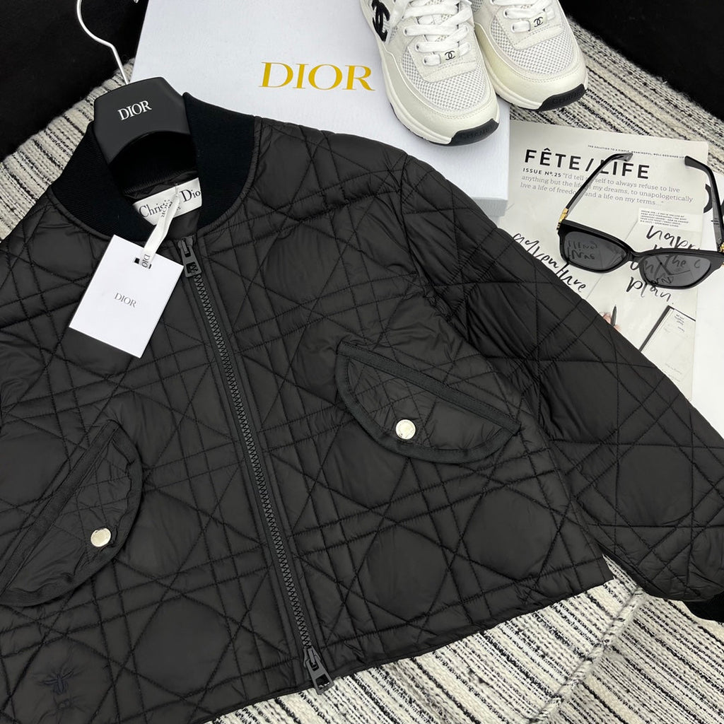 Diamond quilted down jacket