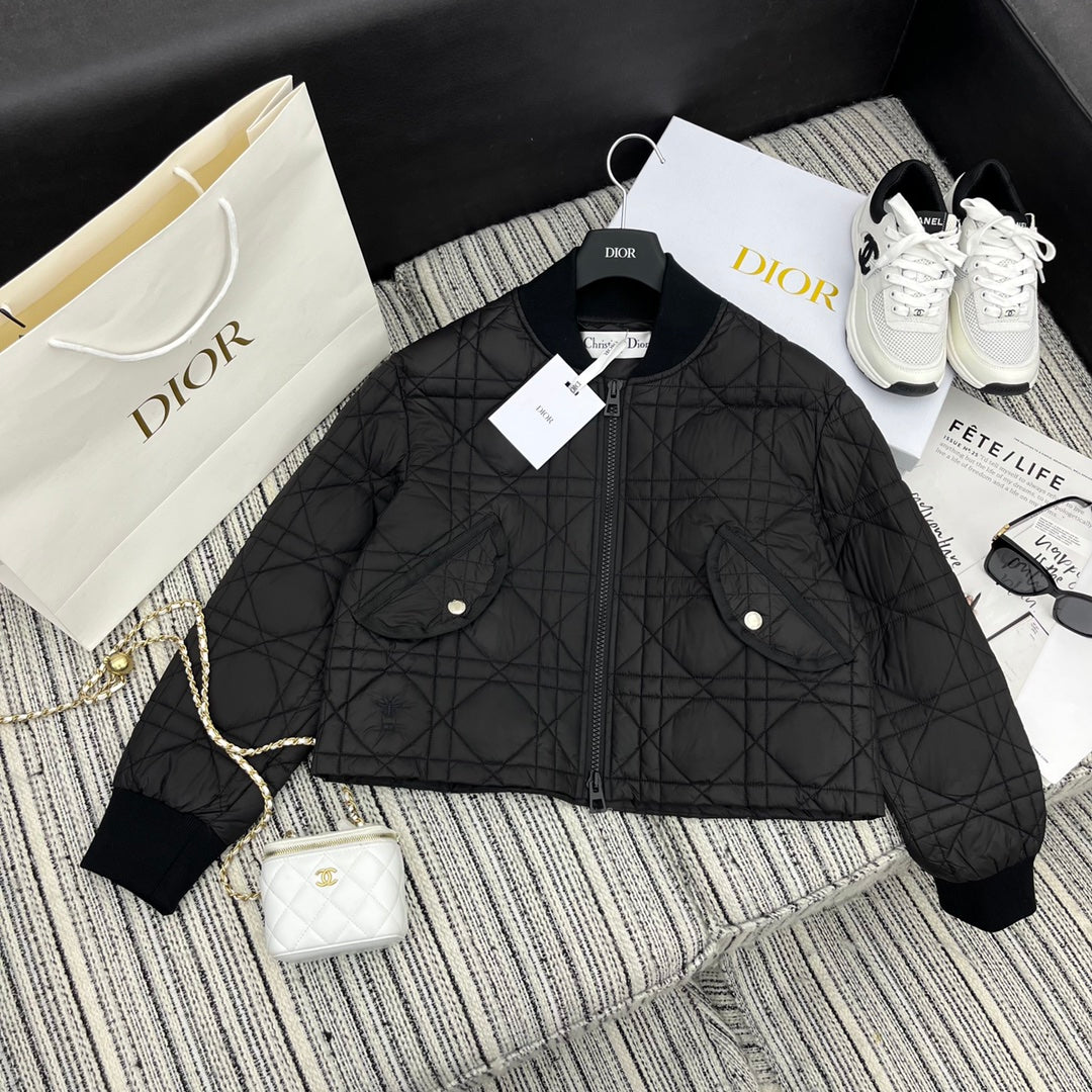 Diamond quilted down jacket