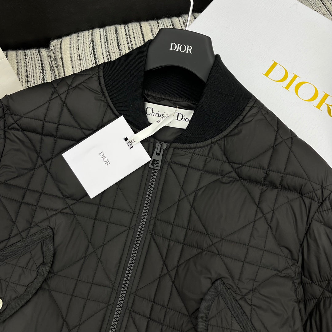 Diamond quilted down jacket