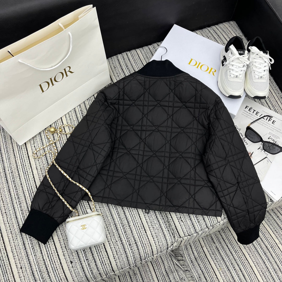 Diamond quilted down jacket