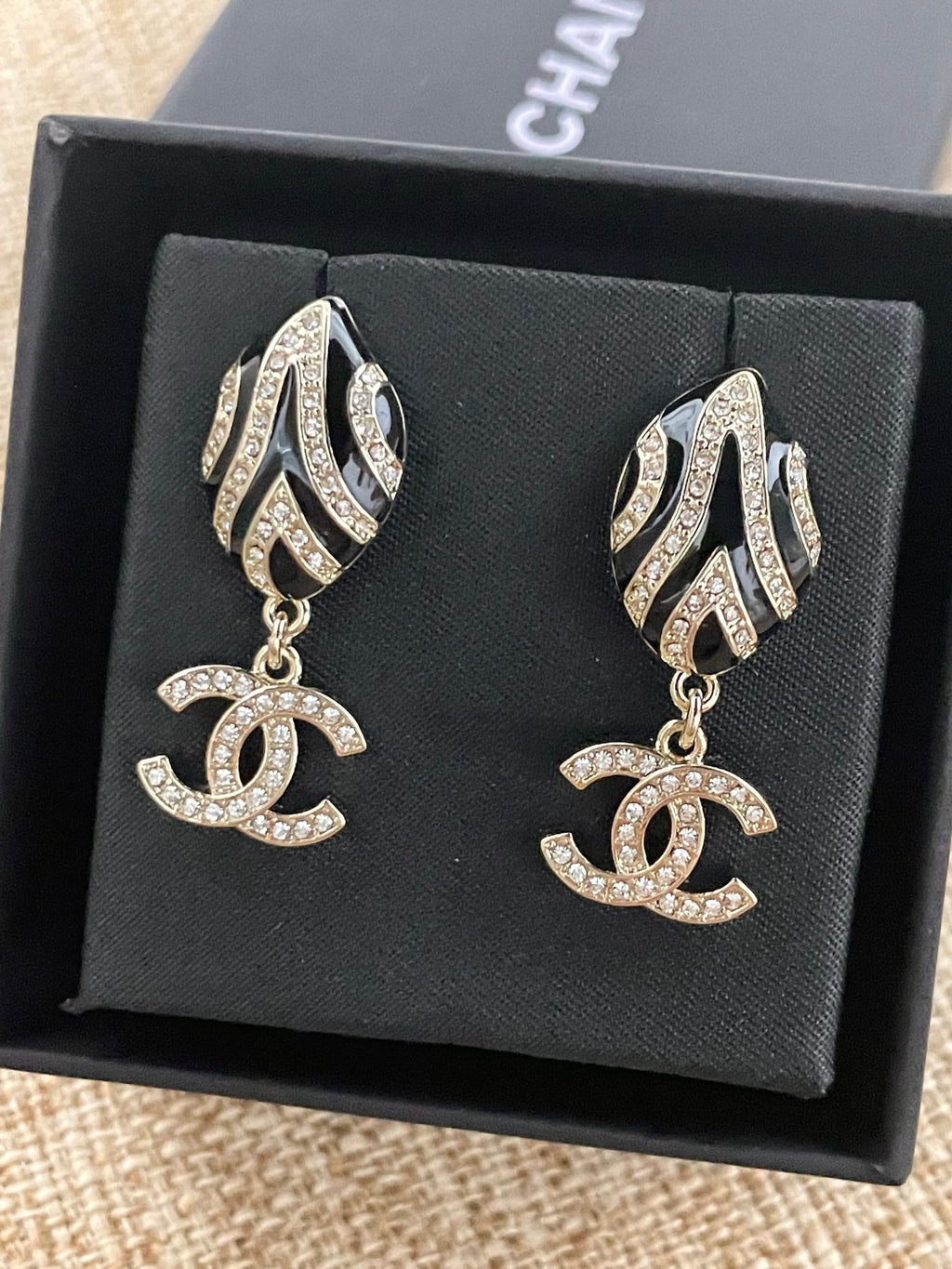 CC enamel drop earrings