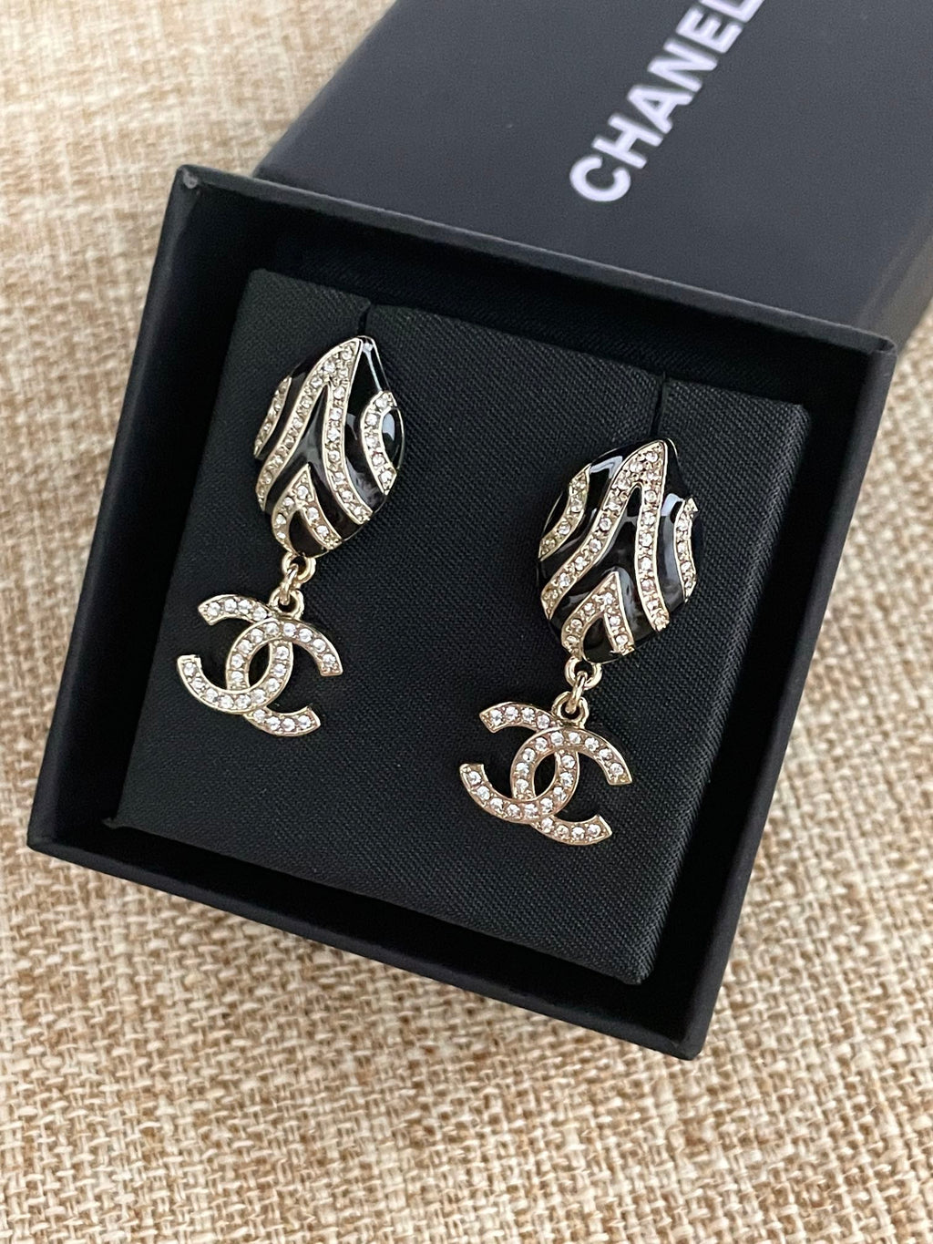 CC enamel drop earrings