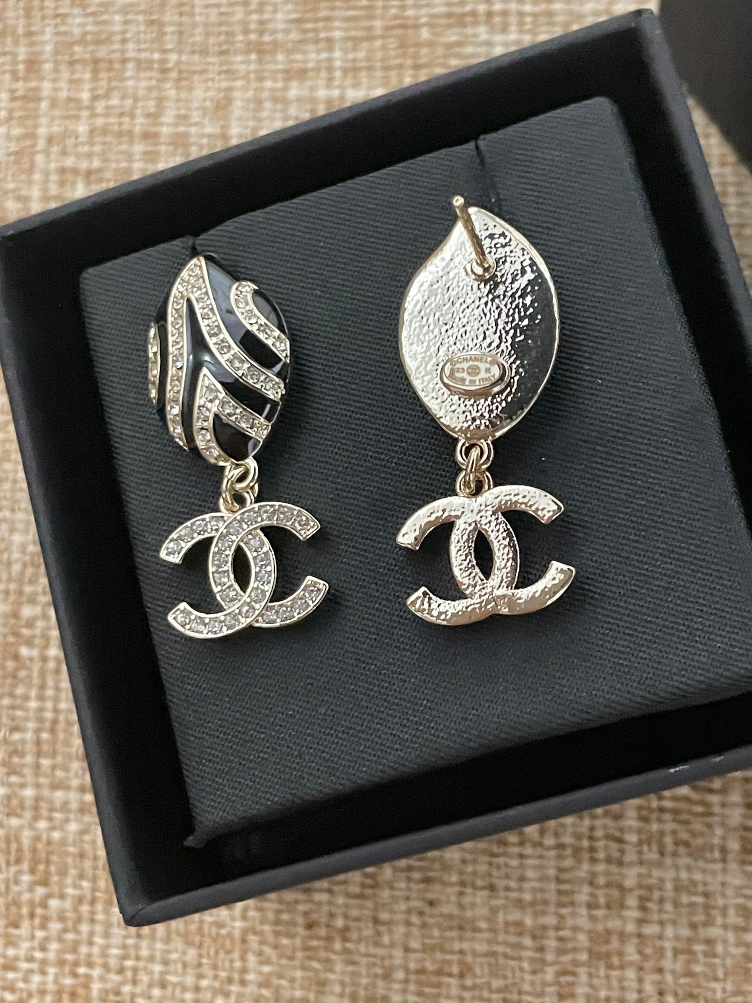 CC enamel drop earrings