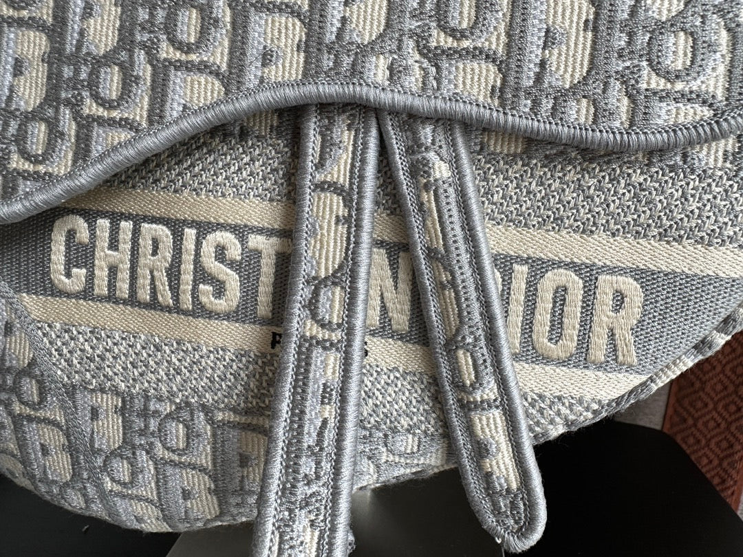 Grey Embroidered Fringed Denim Cross Body Bag – 25.5cm