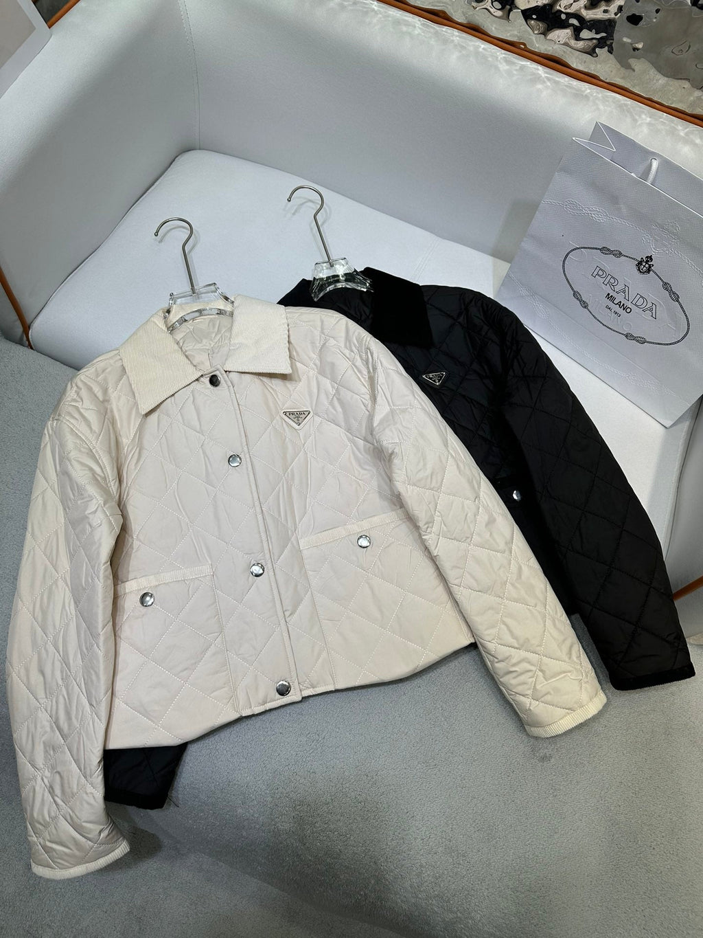 Baumwolljacke mit Samtkragen