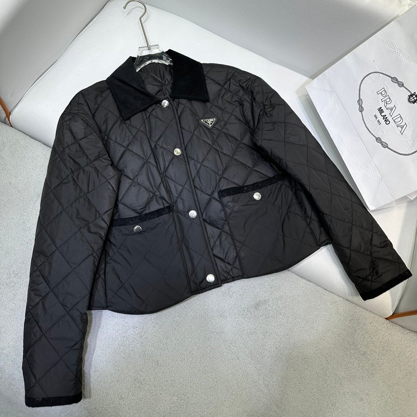 Baumwolljacke mit Samtkragen