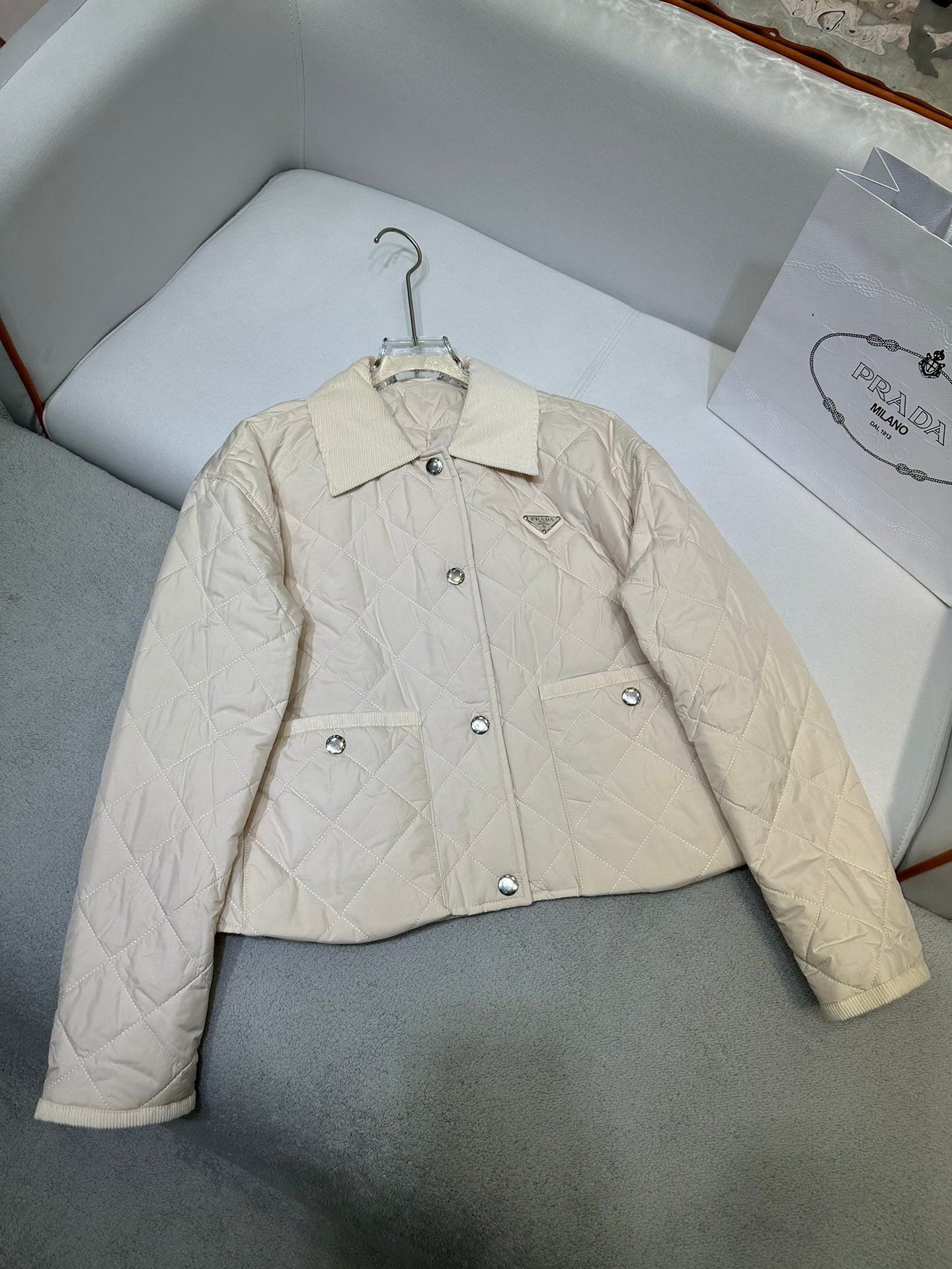 Baumwolljacke mit Samtkragen