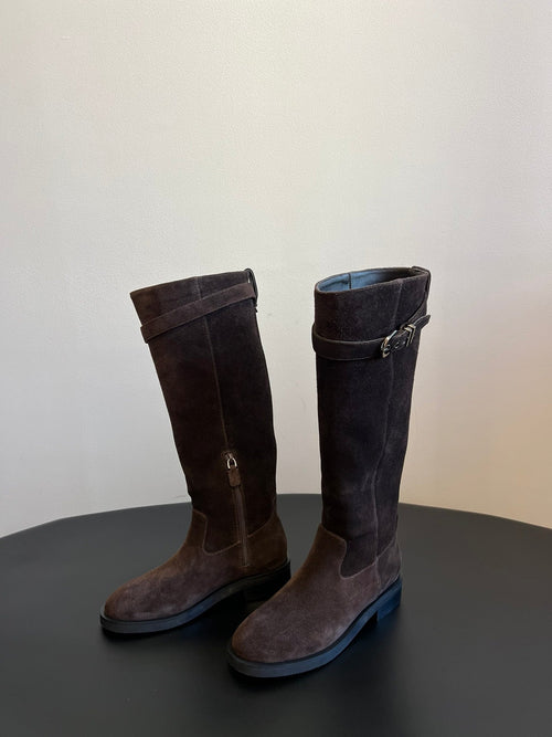 Damen-Lederstiefel mit Schnalle