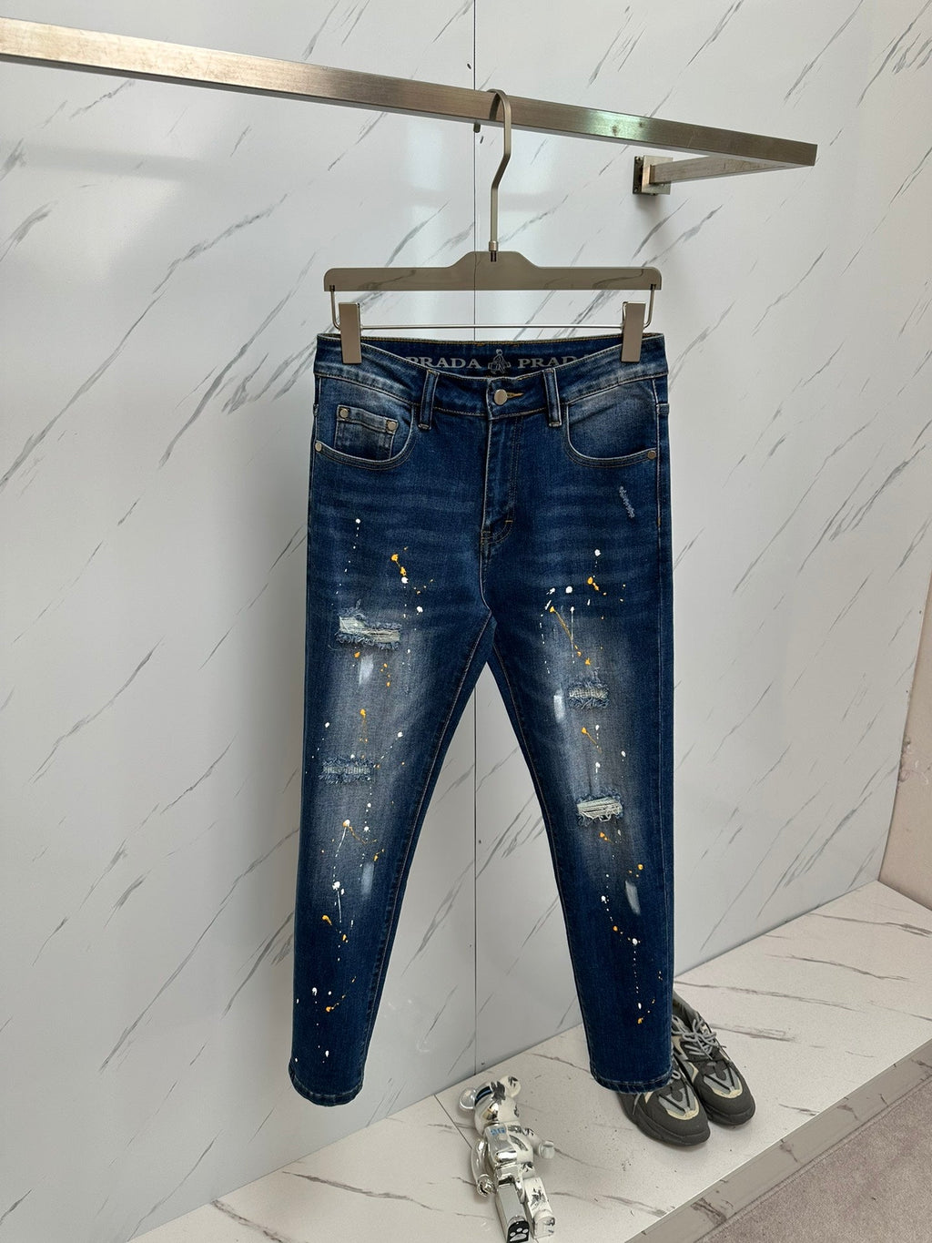 Pantalones vaqueros de mezclilla lavada premium para hombre