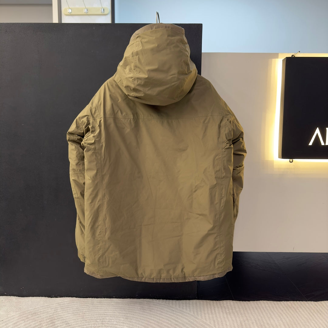 Military down hooded jacket