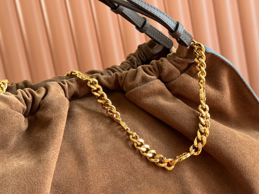 Große Blondie Tote Bag aus braunem Wildleder