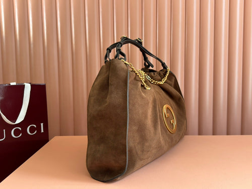 Große Blondie Tote Bag aus braunem Wildleder