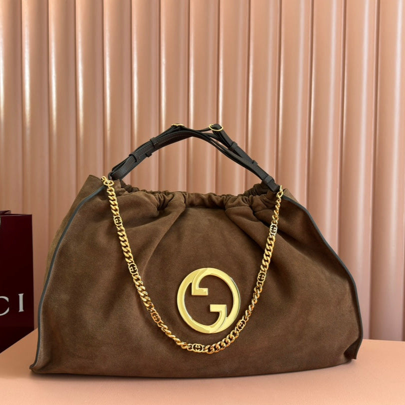Große Blondie Tote Bag aus braunem Wildleder