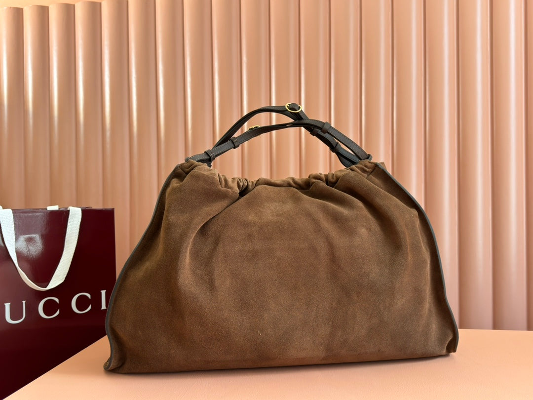 Große Blondie Tote Bag aus braunem Wildleder