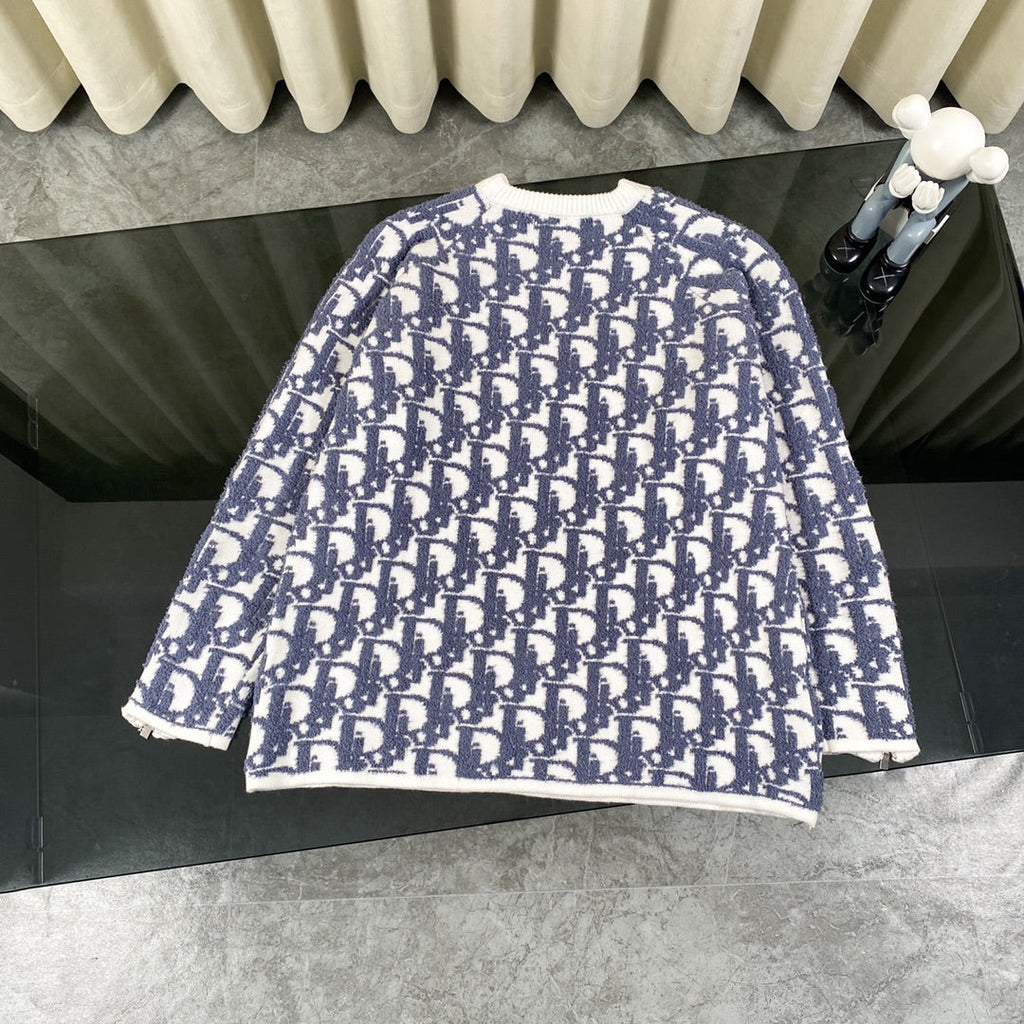 Cashmere jacquard long-sleeve sweater