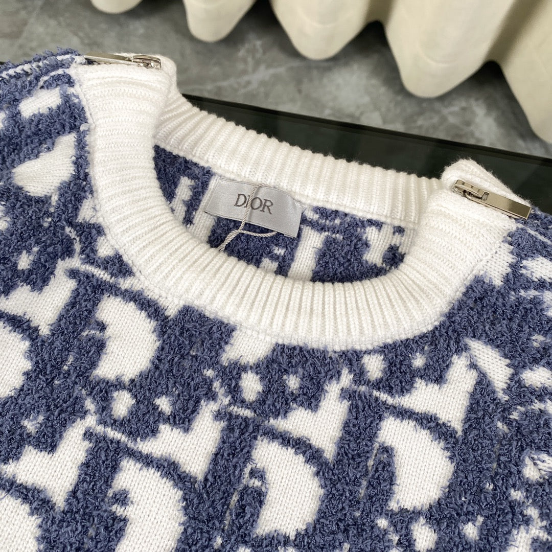 Cashmere jacquard long-sleeve sweater