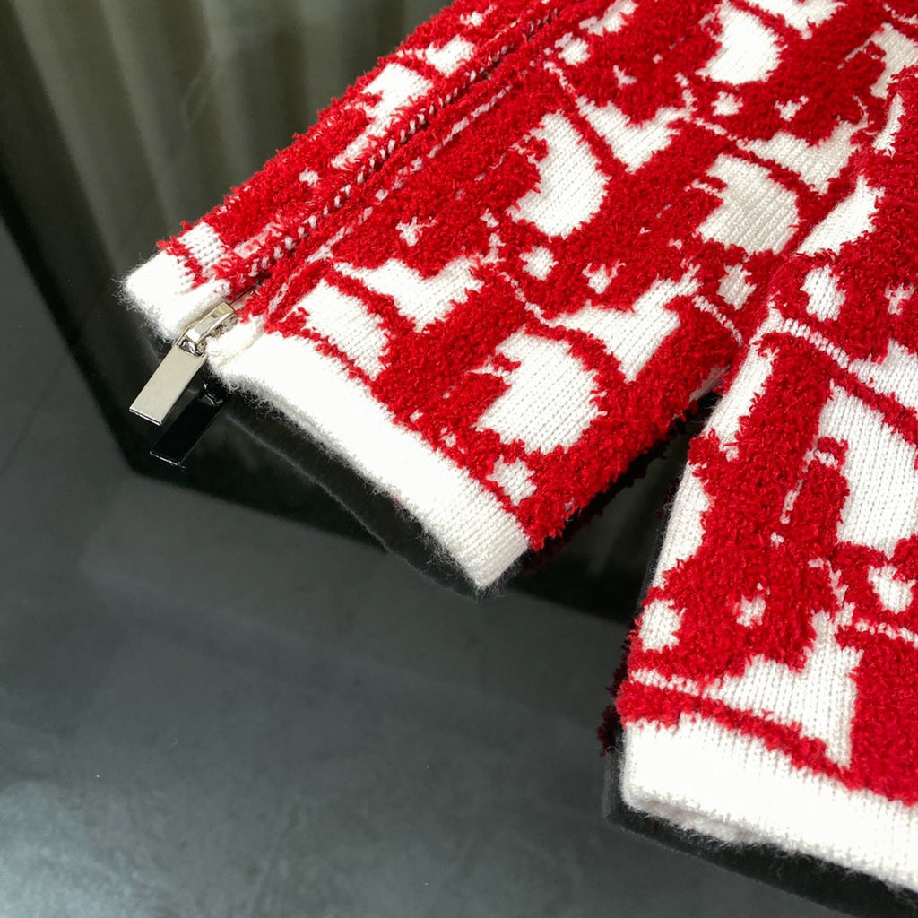 Cashmere jacquard long-sleeve sweater