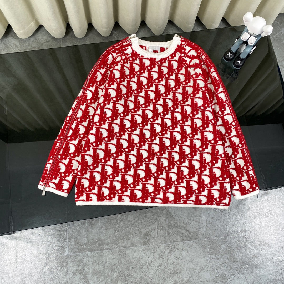 Cashmere jacquard long-sleeve sweater