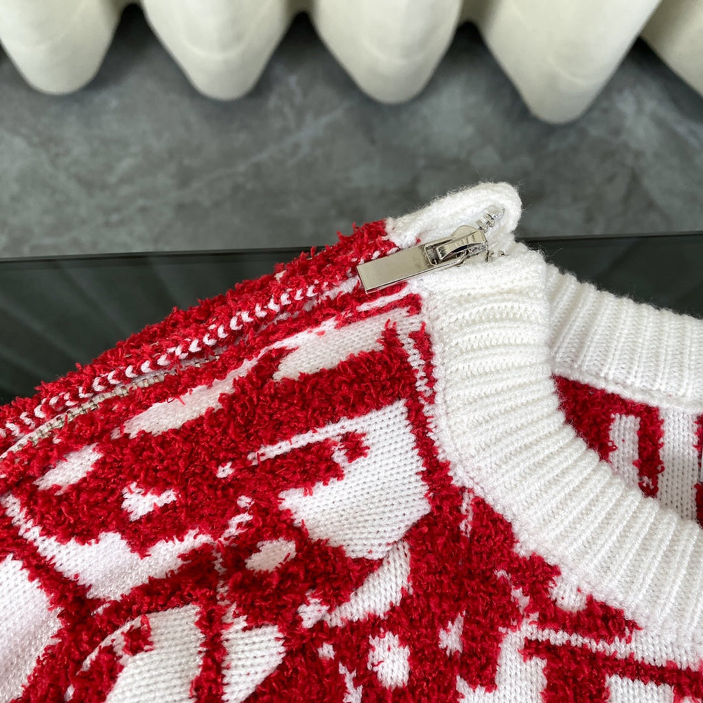 Cashmere jacquard long-sleeve sweater