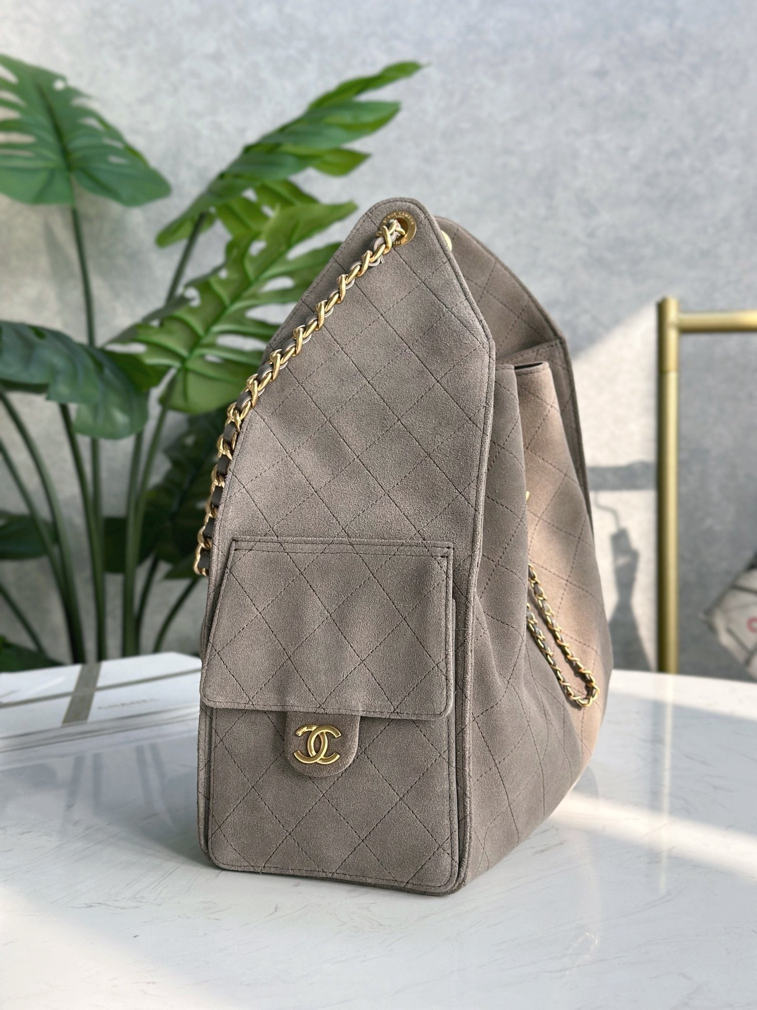 Bolso hobo cubo de ante glaseado – 2 tamaños
