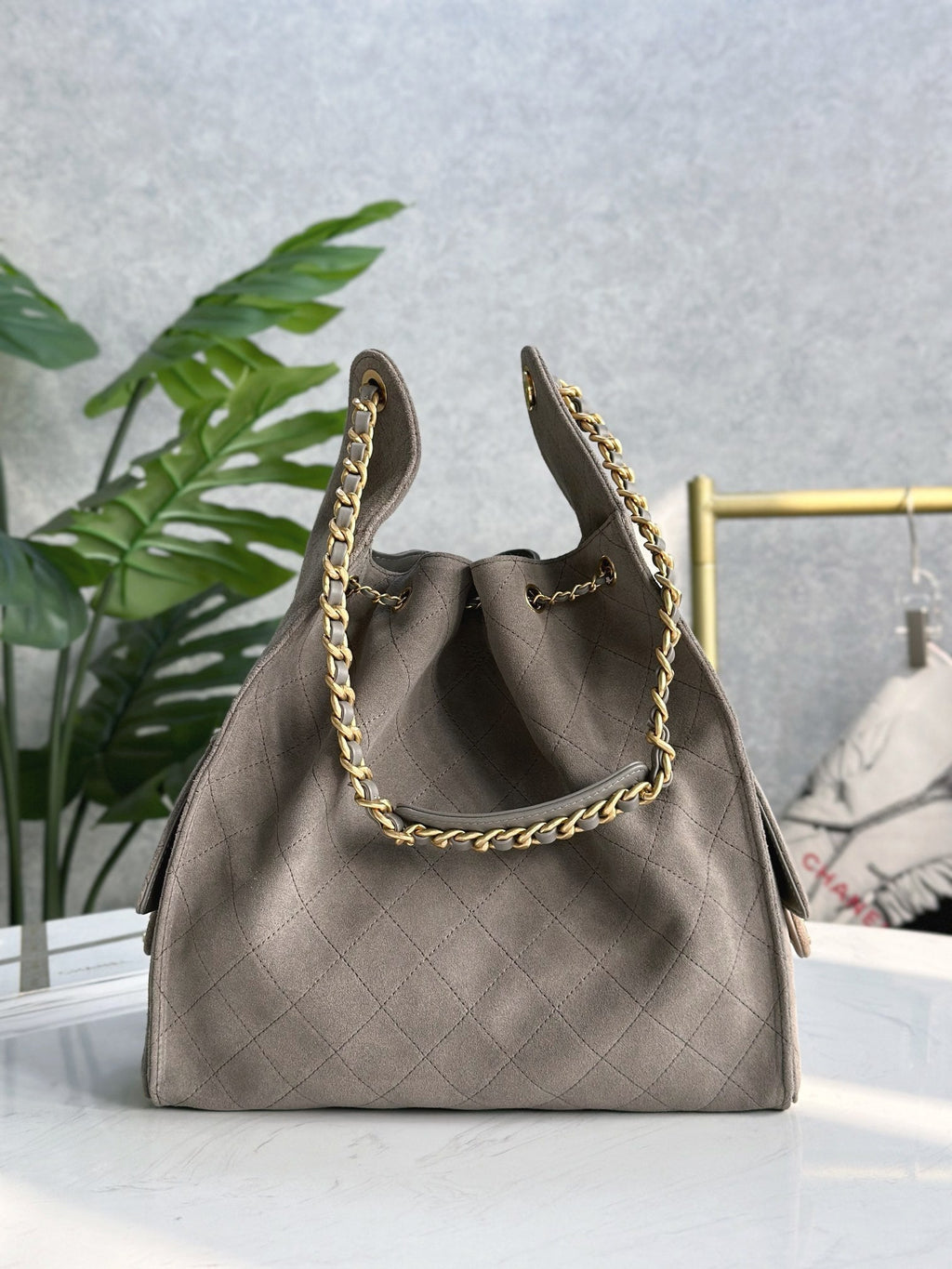 Bolso hobo cubo de ante glaseado – 2 tamaños
