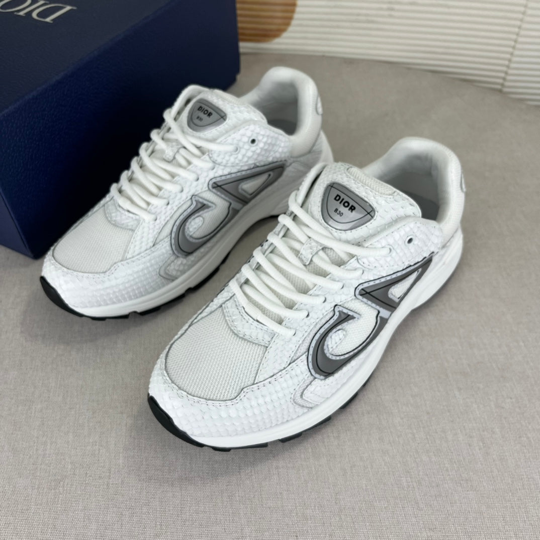 B30 Inspired Trainers – White Snake Skin