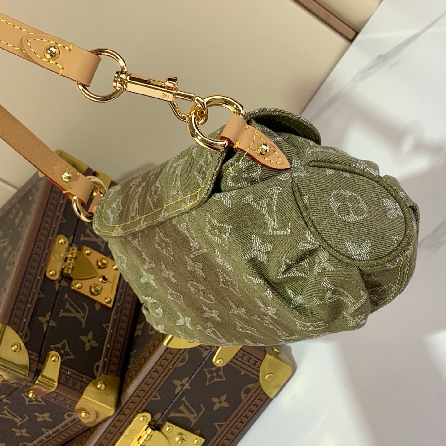 Bolso bandolera vintage de mezclilla verde