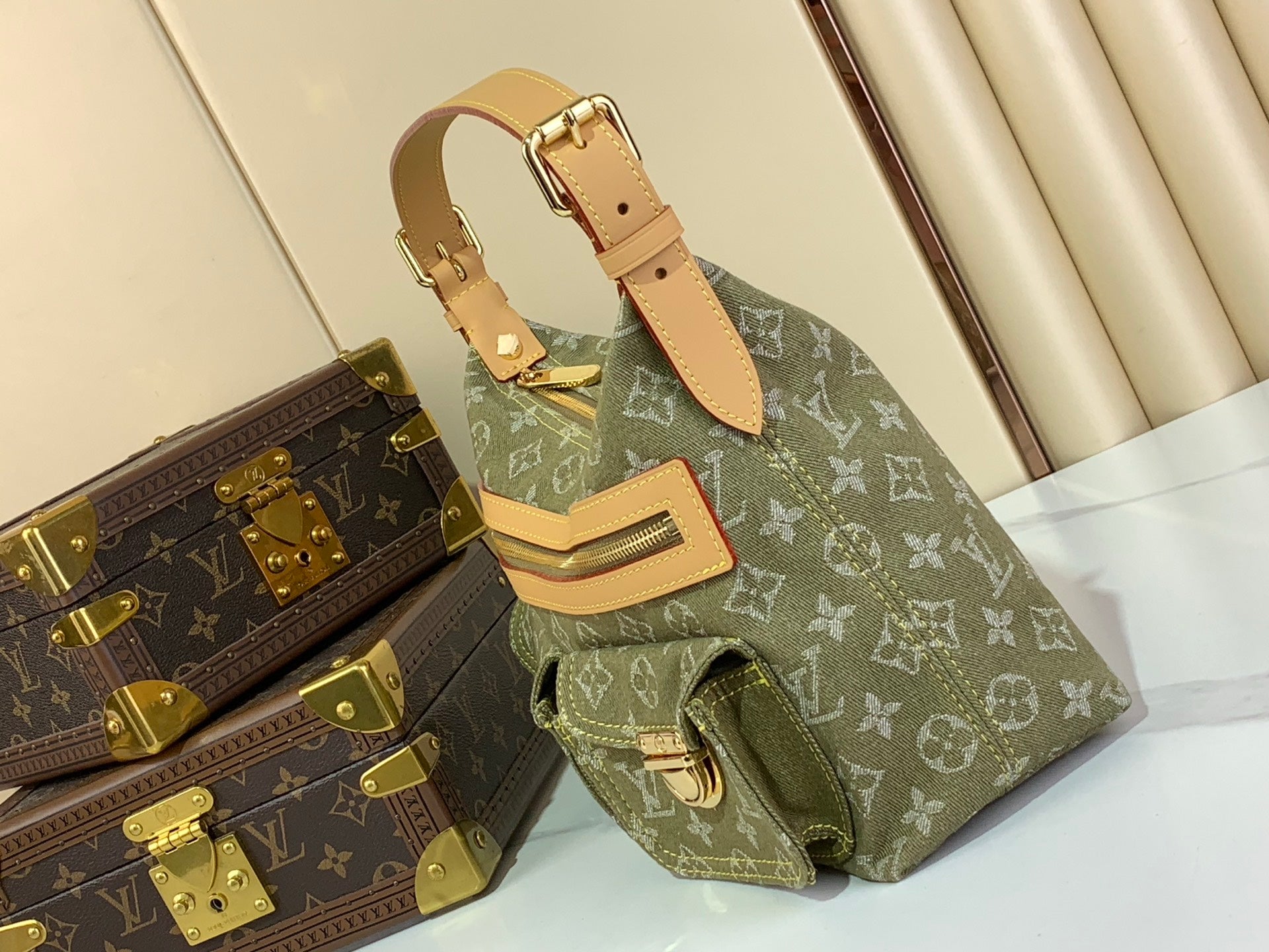 Bolso bandolera vintage de mezclilla verde