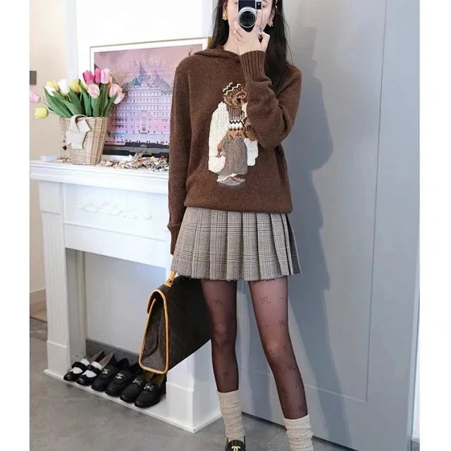 Brown Casual Bear Hoodie