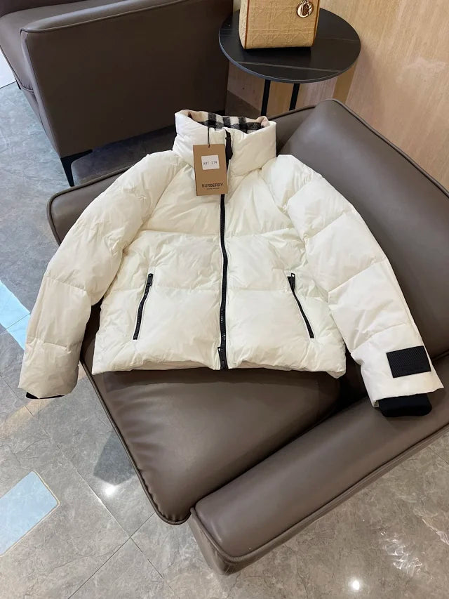 Chaqueta acolchada con cuello de cuadros