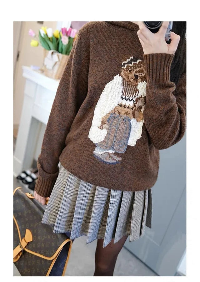 Brown Casual Bear Hoodie