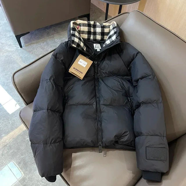 Chaqueta acolchada con cuello de cuadros