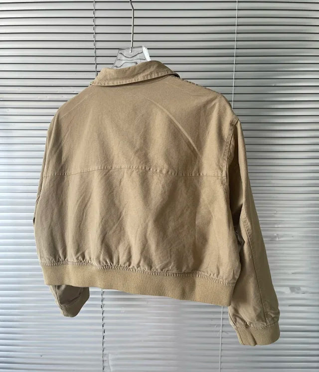 Khaki unisex zip-up jacket