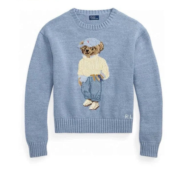 Casual knitted sweater with a bear