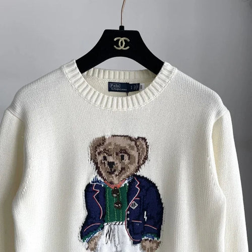 Blazer color crema con suéter de punto Bear
