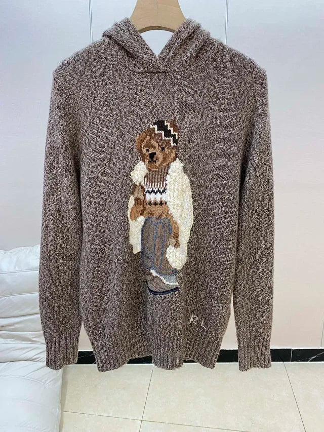 Brown Casual Bear Hoodie