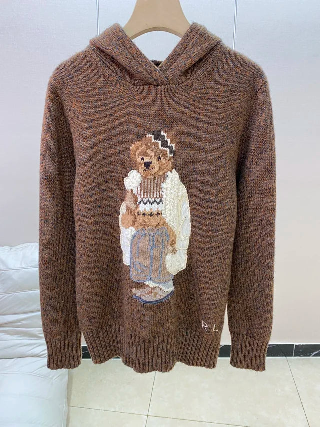 Brown Casual Bear Hoodie