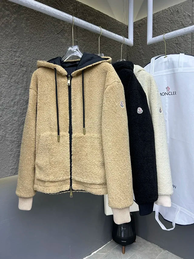 Teddy-Fleece-Kapuzenjacke mit Reißverschluss