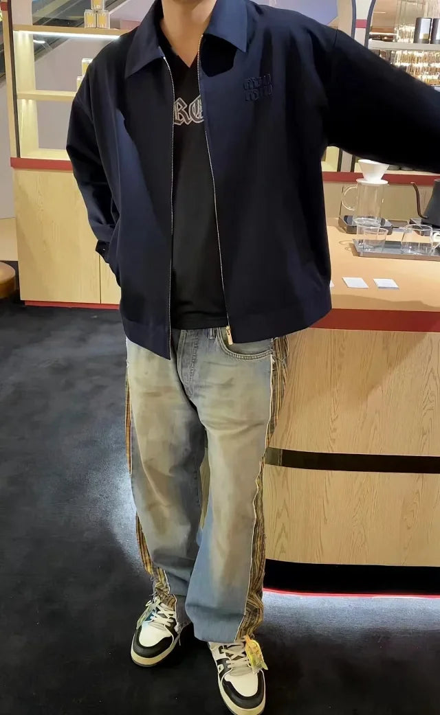 Marineblaue Jacke mit Reißverschluss